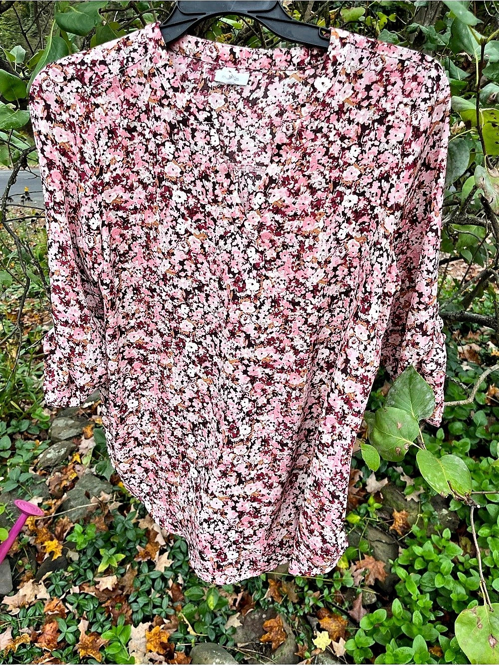 Maurices Floral blouse rose and brown flowered